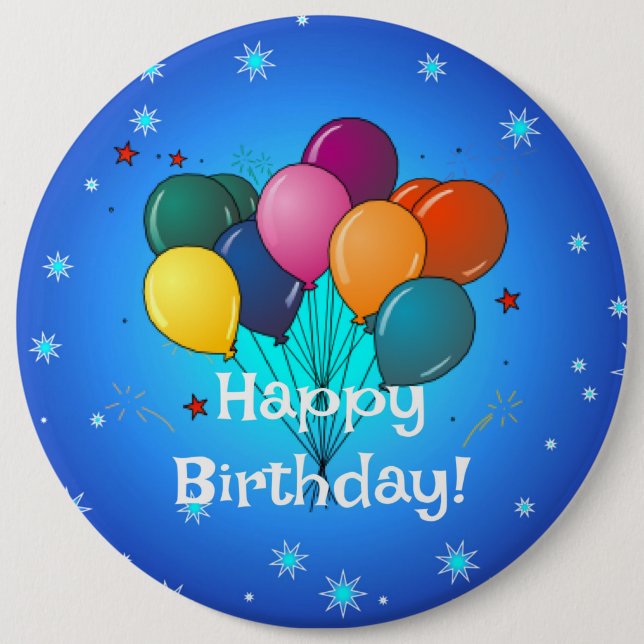 Happy Birthday celebration balloons, Button (Front)