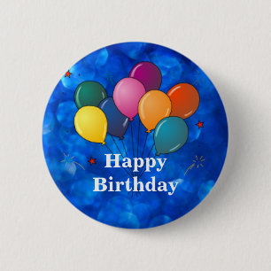 "Happy Birthday," Celebration Balloons Button