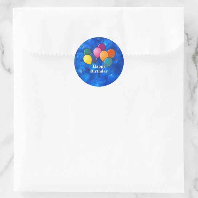 "Happy Birthday," Celebration Balloons Classic Round Sticker (Bag)