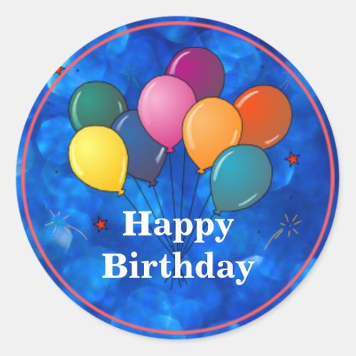 Happy Birthday Celebration Balloons Classic Round Sticker