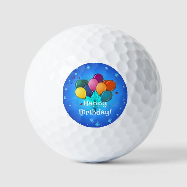 Happy Birthday celebration balloons, Golf Balls (Front)