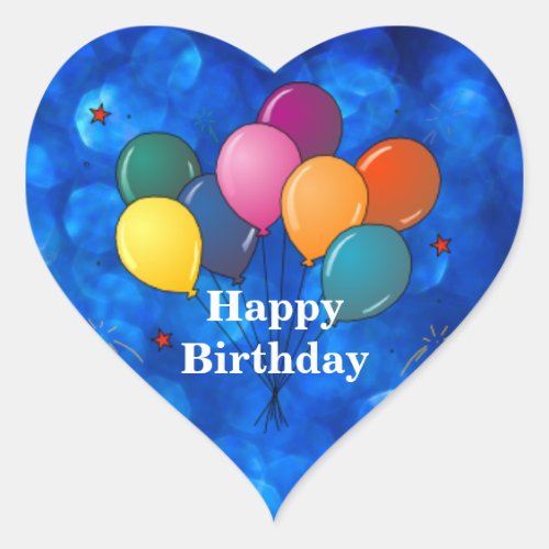 Happy Birthday Celebration Balloons Heart Stick Heart Sticker