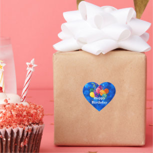 Happy Birthday, Celebration Balloons, Heart Sticker