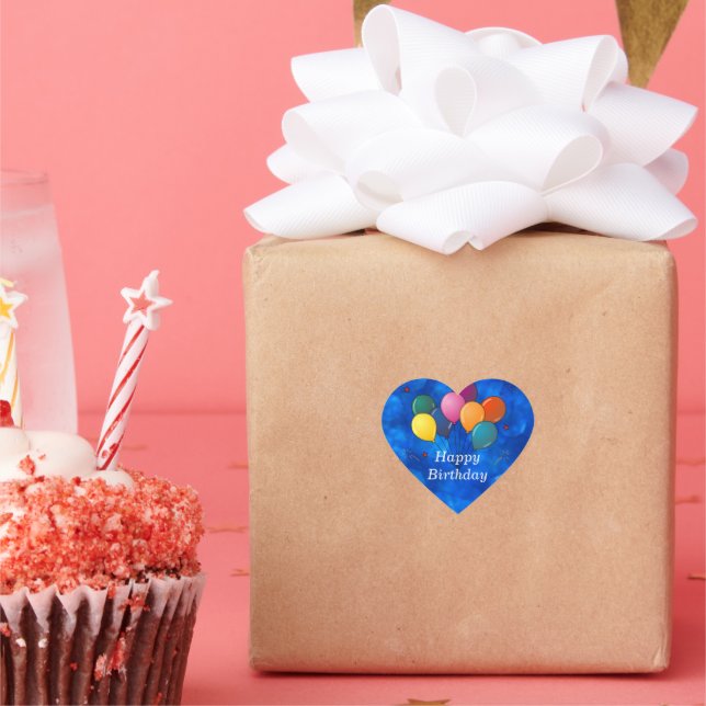 "Happy Birthday," Celebration Balloons Heart Sticker (Party)