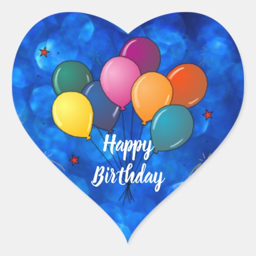 Happy Birthday Celebration Balloons Heart Sticker
