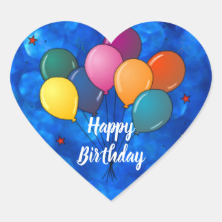 Happy Birthday Celebration Balloons Heart Sticker