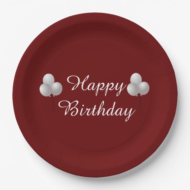 Happy Birthday, Celebration Balloons Paper Plates (Front)