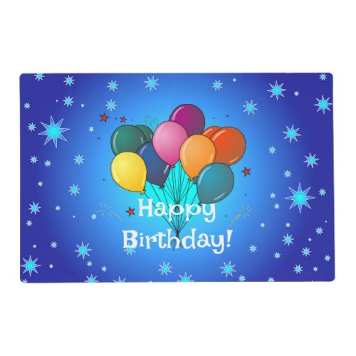 Happy Birthday Celebration Balloons Placemat