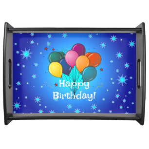 Happy Birthday Celebration Balloons Serving Tray