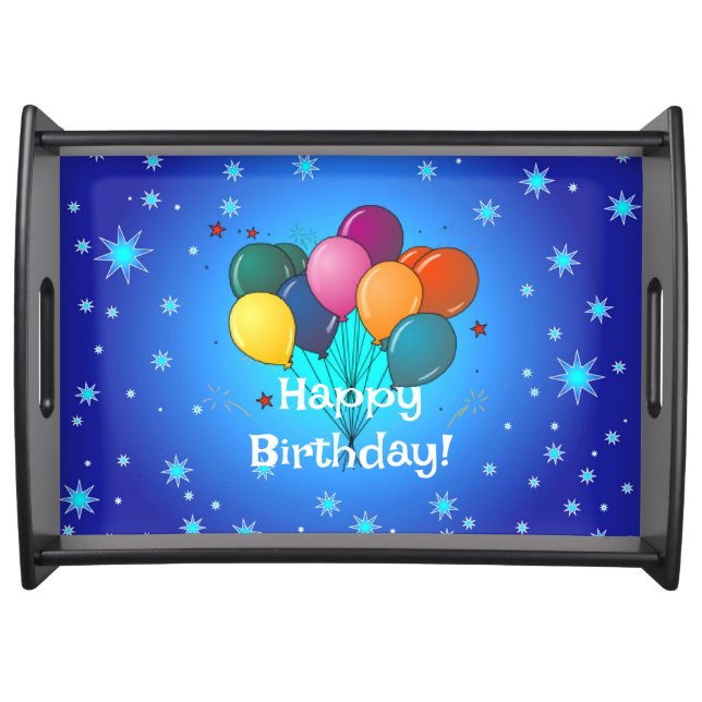 Happy Birthday Celebration Balloons Serving Tray (Front)