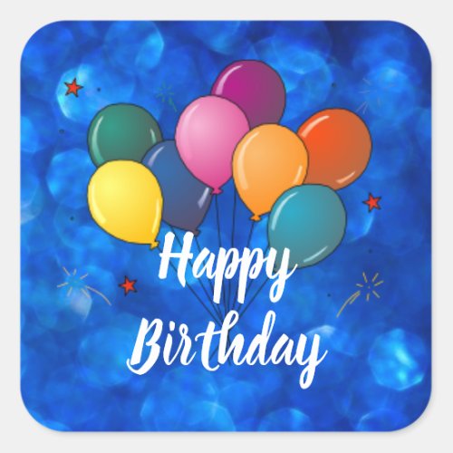 Happy Birthday Celebration Balloons Square Sticker