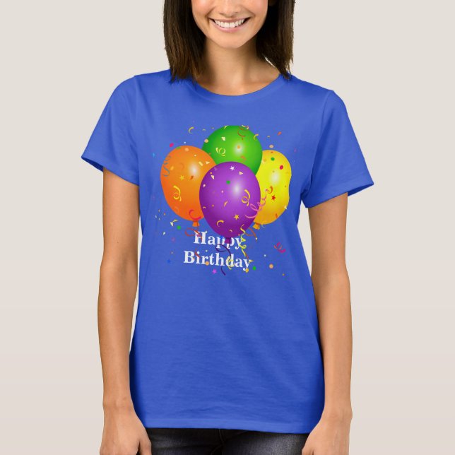 "Happy Birthday," Celebration Balloons T-Shirt (Front)