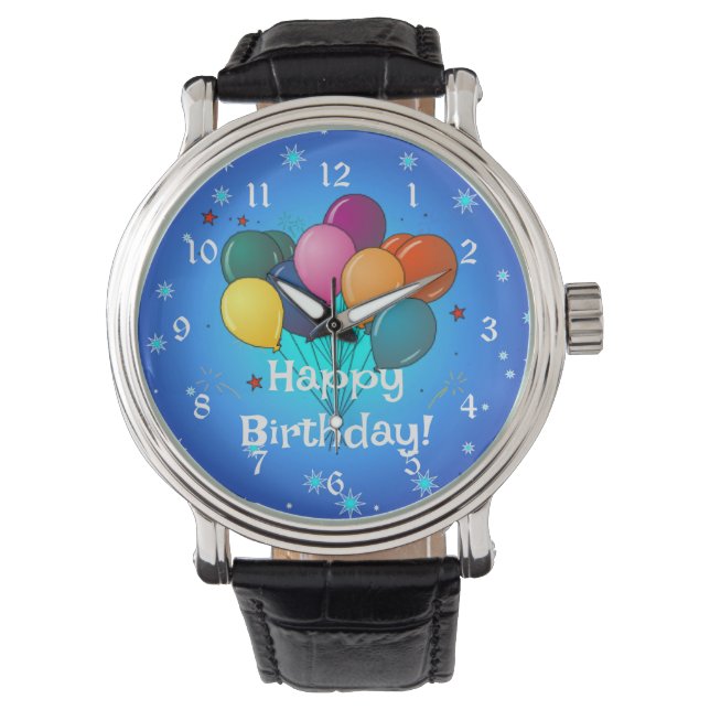 Happy Birthday celebration balloons, Watch (Front)
