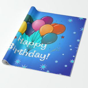 Happy Birthday Celebration Balloons Wrapping Paper
