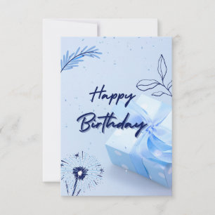 Happy Birthday Celebration card– Elegant Blue Gift RSVP Card