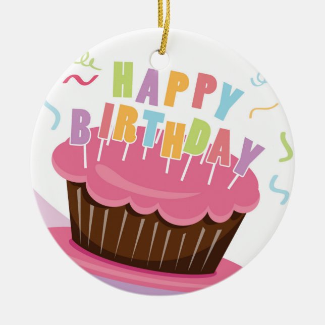 happy birthday celebration ceramic ornament (Front)