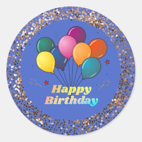 Happy Birthday Celebration Classic Round Sticker