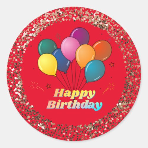 Happy Birthday Celebration Classic Round Sticker