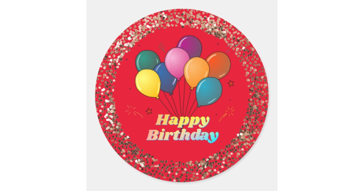 Happy Birthday Celebration Classic Round Sticker | Zazzle