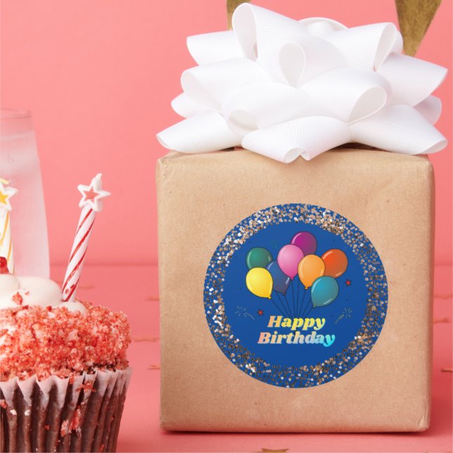 Happy Birthday Celebration Classic Round Sticker (Party)