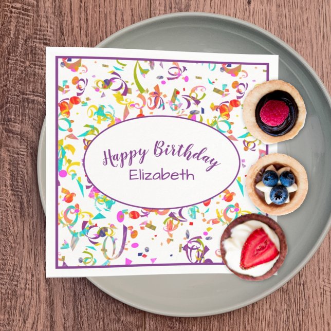 Happy Birthday Celebration Colorful Confetti Toss Napkins (Creator Uploaded)