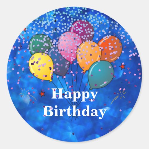 Happy Birthday Celebration Confetti Classic Round Sticker