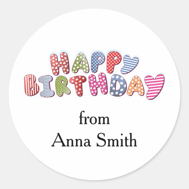 Happy Birthday Celebration Customizable  Classic Round Sticker (Front)