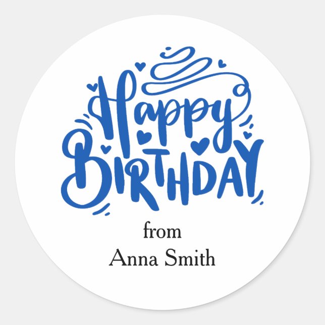 Happy Birthday Celebration Customizable  Classic Round Sticker (Front)