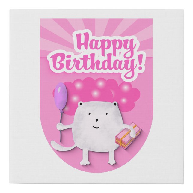 Happy Birthday Celebration Design Faux Canvas Print (Front)