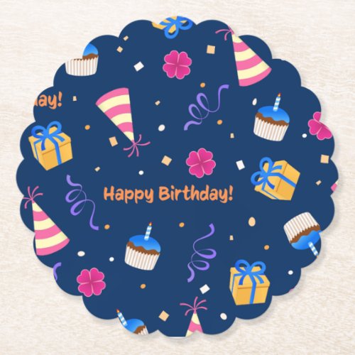 Happy Birthday celebration design Paper Coaster