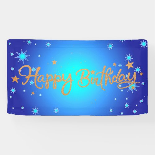 Happy Birthday celebration gold and blue Banner
