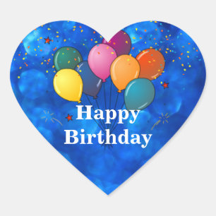 Happy Birthday Celebration Heart Sticker