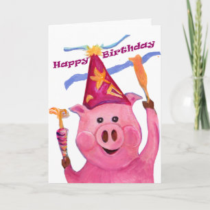Happy Birthday Celebration Pig Card