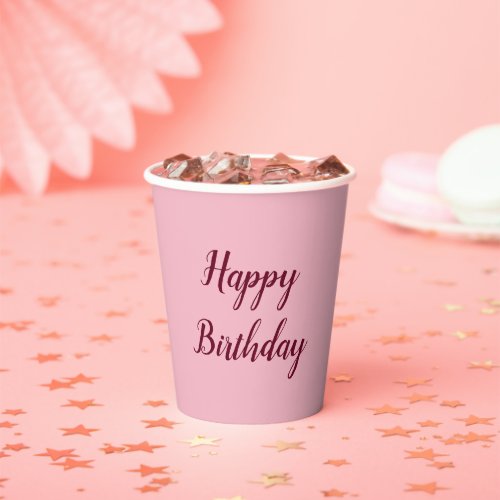 Happy Birthday Celebration Pink Red Paper Cups