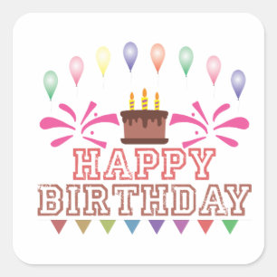 Happy Birthday Celebration Square Sticker