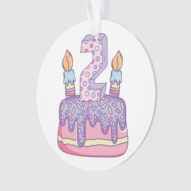 Happy Birthday Celebration Two Ornament (Front)