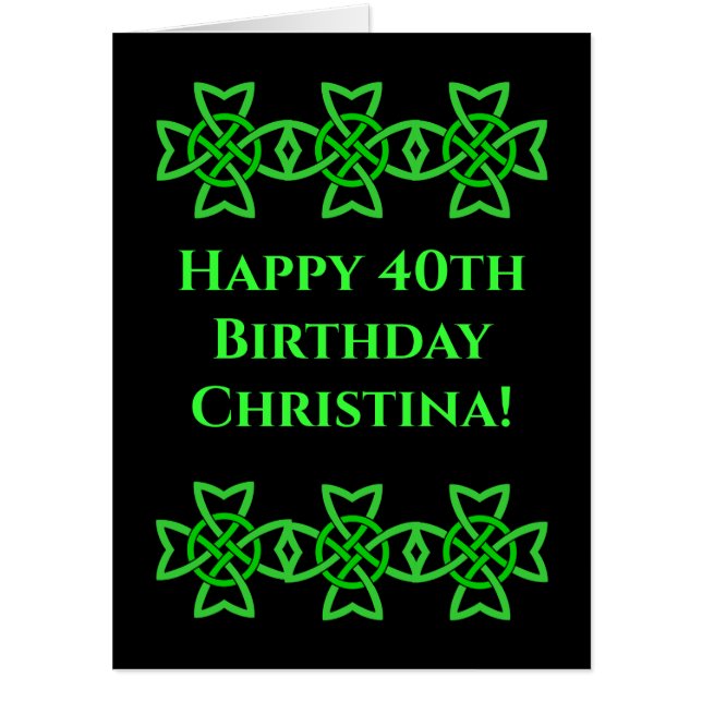 Happy Birthday Celtic Irish Knots Bright Green Card (Front)