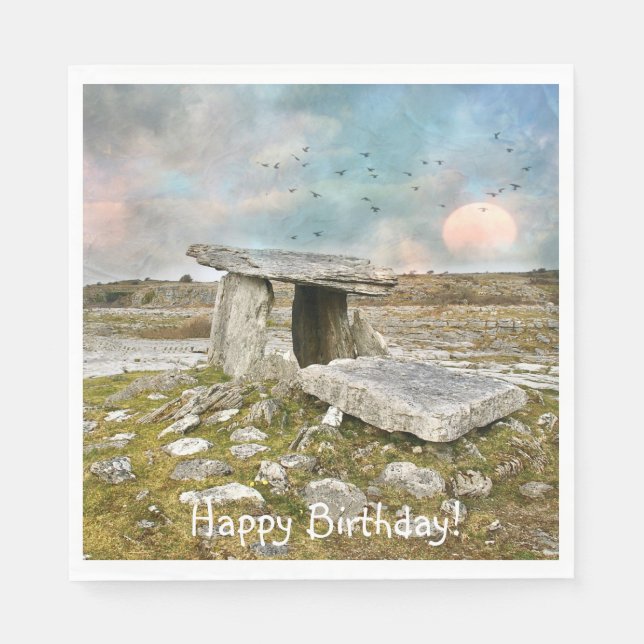 Happy Birthday Celtic Ruins Napkins (Front)