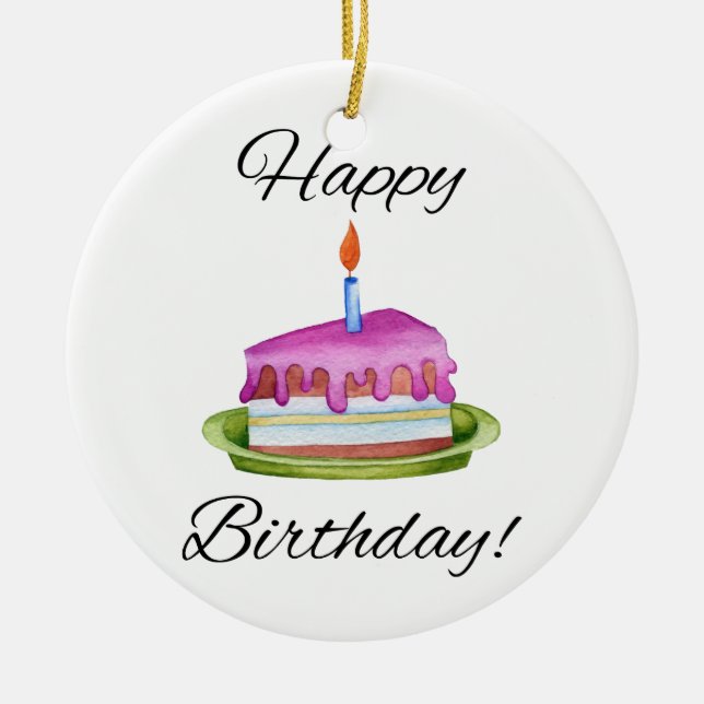 Happy Birthday! Ceramic Ornament (Front)