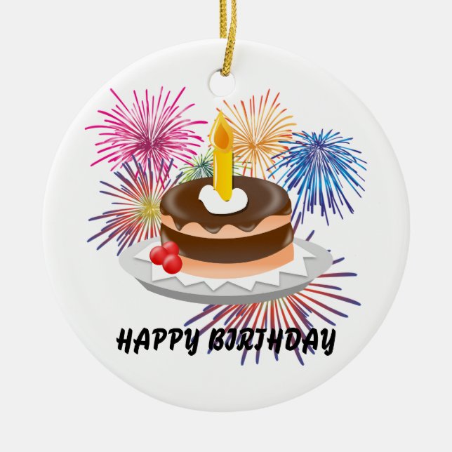 Happy Birthday Ceramic Ornament (Front)