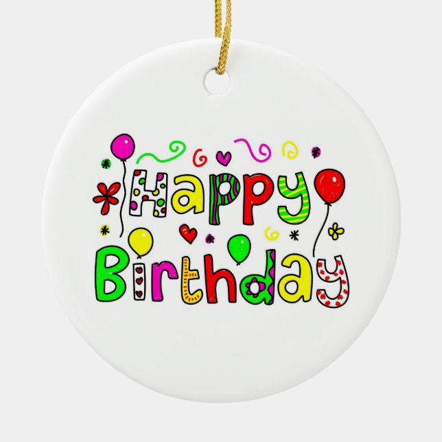 Happy Birthday Ceramic Ornament (Front)