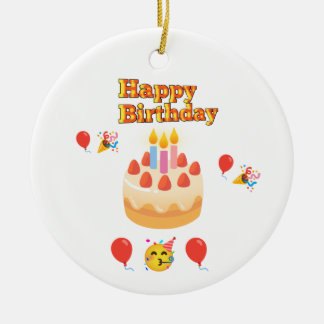 Happy birthday ceramic ornament
