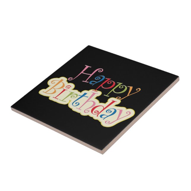 Happy Birthday Ceramic Tile (Side)