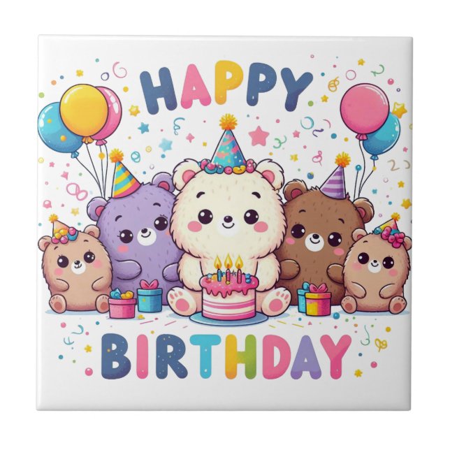 Happy Birthday Ceramic Tile (Front)