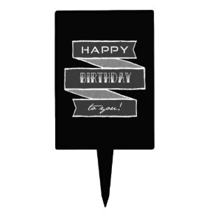 Happy Birthday Chalk Tattoo Typography Cake Topper
