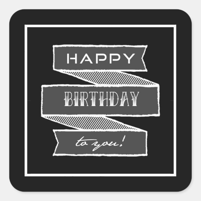 Happy Birthday Chalk Tattoo Typography Stickers (Front)