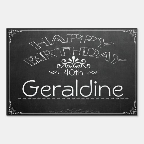 Happy Birthday Chalkboard Yard Sign  editable