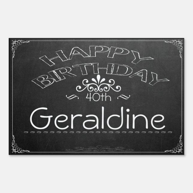 Happy Birthday Chalkboard Yard Sign ~ editable (Front)