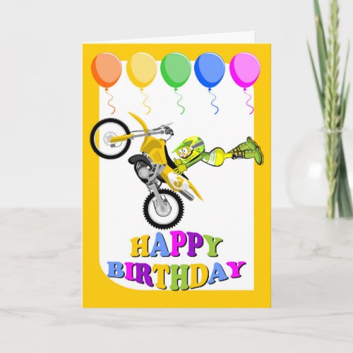 Happy birthday champion motocross rider card