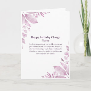 Happy Birthday Charge Nurse Card